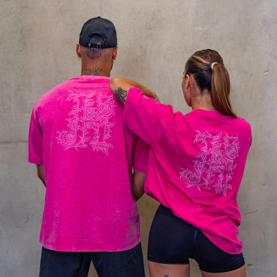 Flower Embroidery Pink Oversize