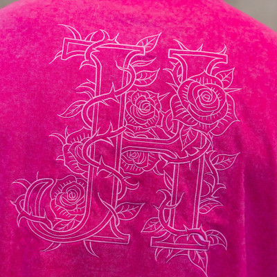 Flower Embroidery Pink Oversize
