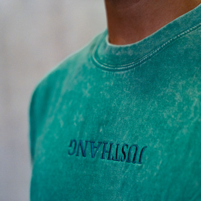 Flower Embroidery Green Oversize