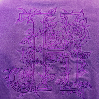 Flower Embroidery Purple Oversize