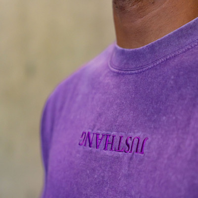 Flower Embroidery Purple Oversize