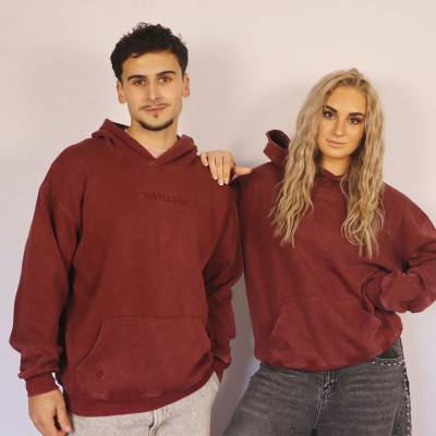 Flower Embroidery Burgundy Oversize