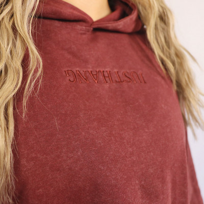Flower Embroidery Burgundy Oversize