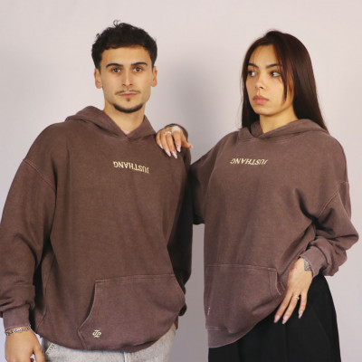 Flower Embroidery Brown Oversize