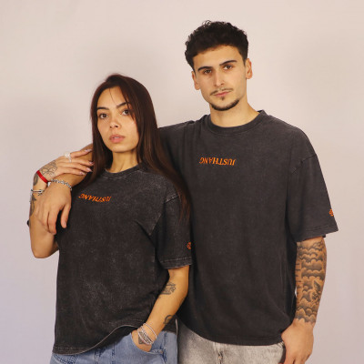 Flower Embroidery Black / Orange Oversize