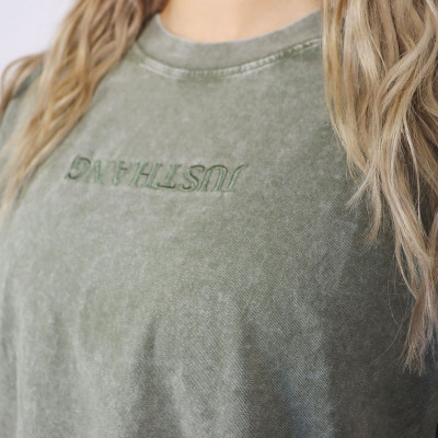 Flower Embroidery Olive Oversize